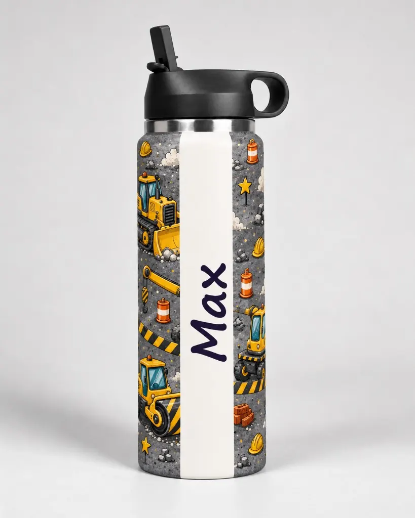 Construction Zone wrap on a BottleBunny bottle — studio photo 2