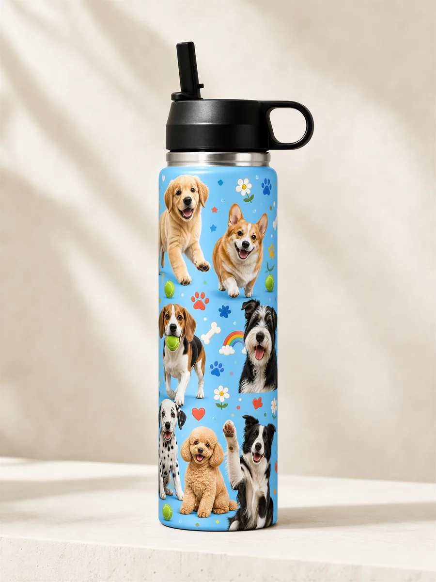 Puppy Pack wrap on a BottleBunny bottle — studio photo 1