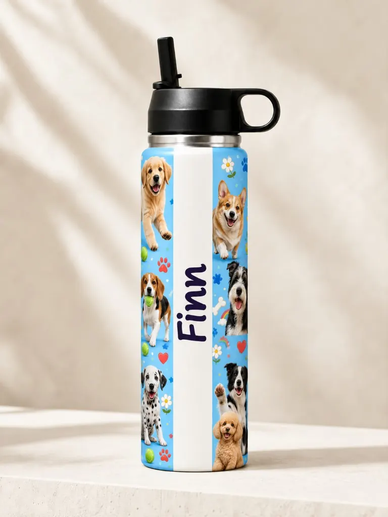 Puppy Pack wrap on a BottleBunny bottle — studio photo 2