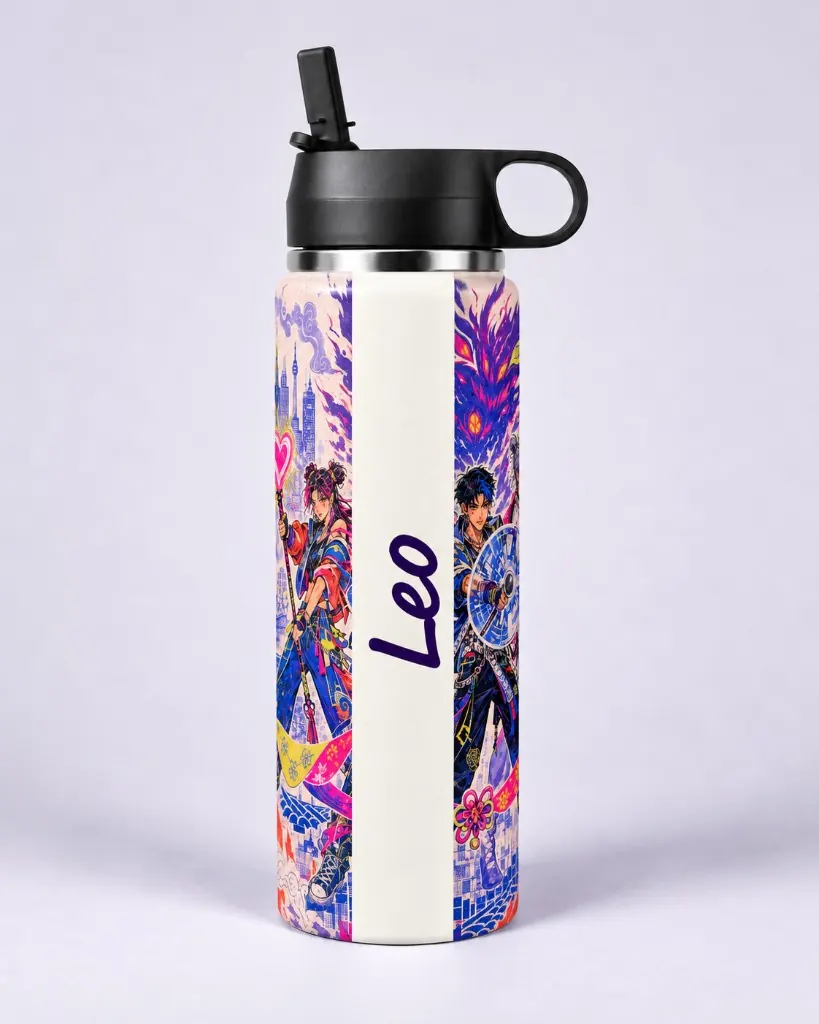 Neon Hunter wrap on a BottleBunny bottle — studio photo 2